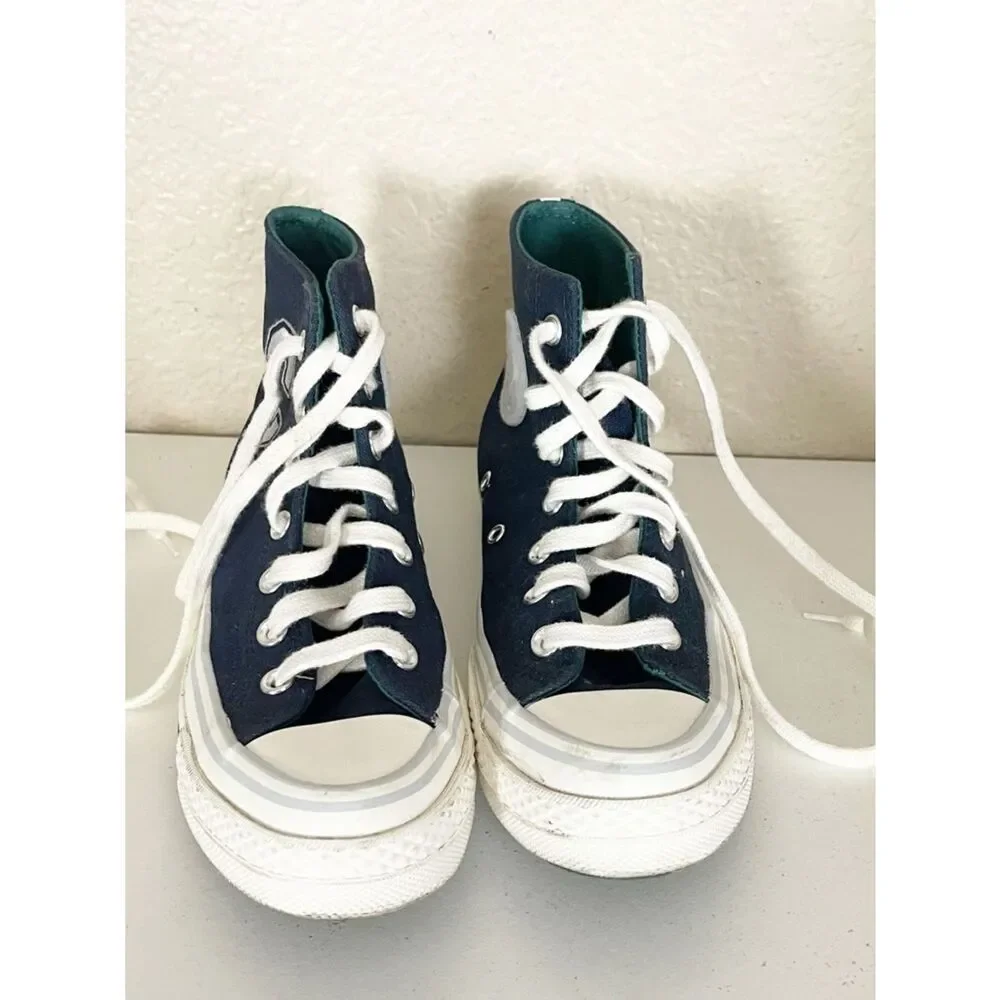 Converse Women's Chuck 70 High top 'Letterman - Obsidian' sneakers in Navy - Picture 7 of 16